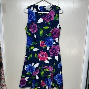Shelby & Palmer Blue and Pink Sleeveless Midi Sundress